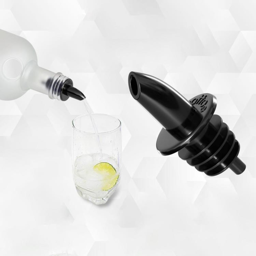 HAZEL Plastic Bottle Pourer | Plastic Pourer for all bottles, Black