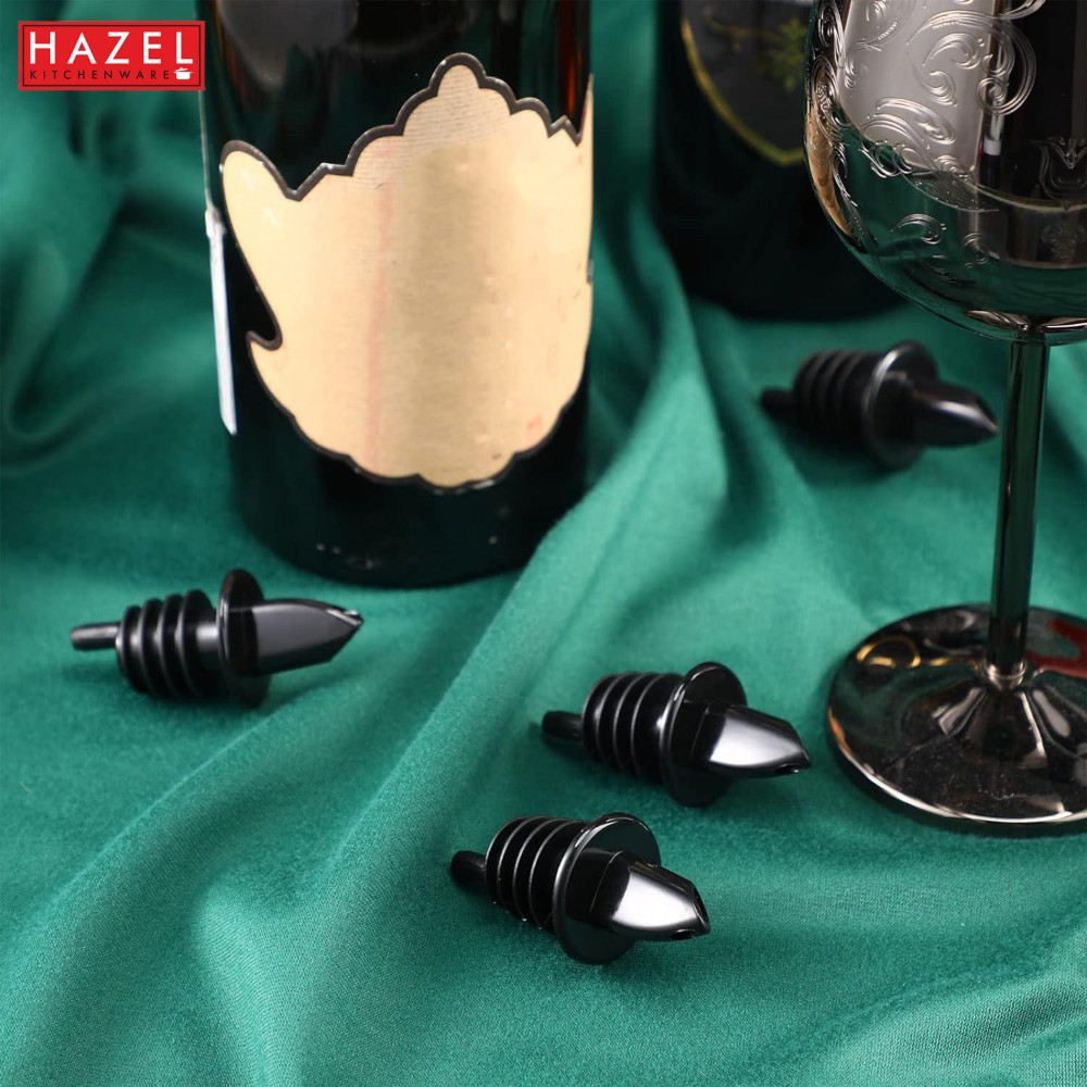 HAZEL Plastic Bottle Pourer | Plastic Pourer for all bottles, Set of 2, Black