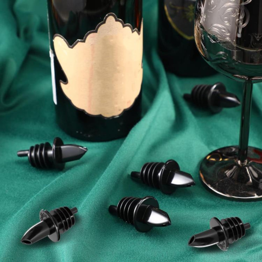 HAZEL Plastic Bottle Pourer | Plastic Pourer for all bottles, Set of 6, Black