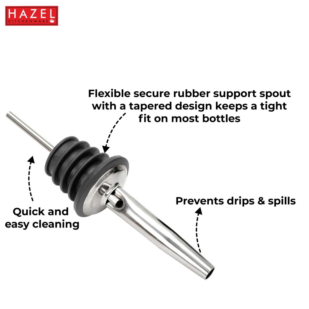 HAZEL Stainless Steel Bottle Pourer | Metal Pourer for all bottles, Silver