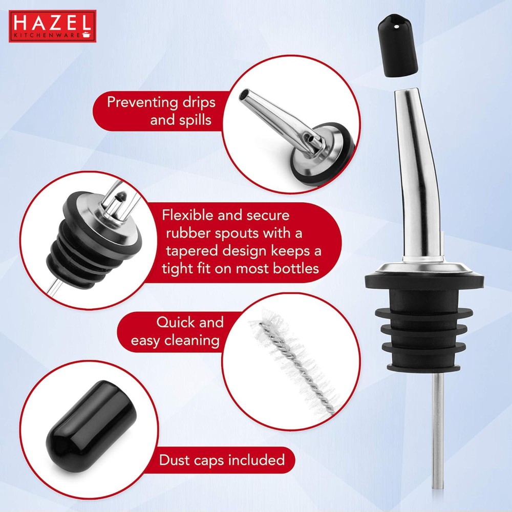 HAZEL Stainless Steel Bottle Pourer | Metal Pourer for all bottles, Silver