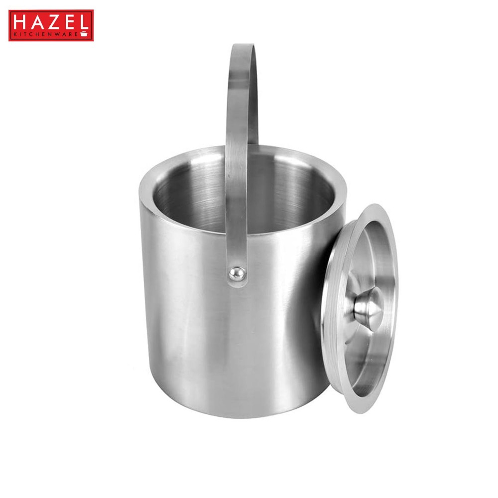 HAZEL Stainless Steel Ice Bucket for Party | Beer Buckets for Bar with Handle, 1700 ML