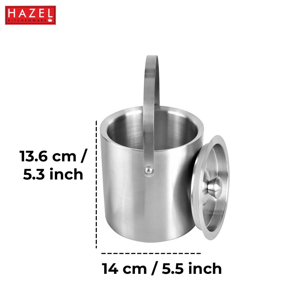 HAZEL Stainless Steel Ice Bucket for Party | Beer Buckets for Bar with Handle, 1100 ML