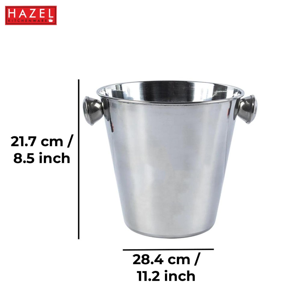 HAZEL Beer Buckets for Bar with Handle | Stainless Steel Ice Bucket for Party, 4500 ML, Silver