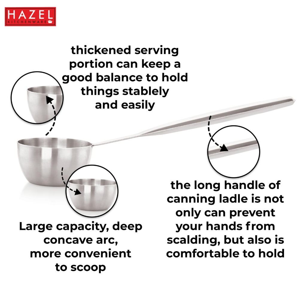 HAZEL Stainless Steel Ladle with Handle | Doya/Loti Tea Pourer Loti Tea Pourer Canteen Server, Small, 200ML