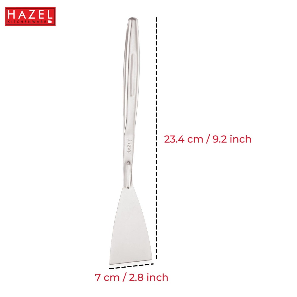 HAZEL Stainless Steel Spatula for Kitchen | Spatula with with Beveled Edge, Silver