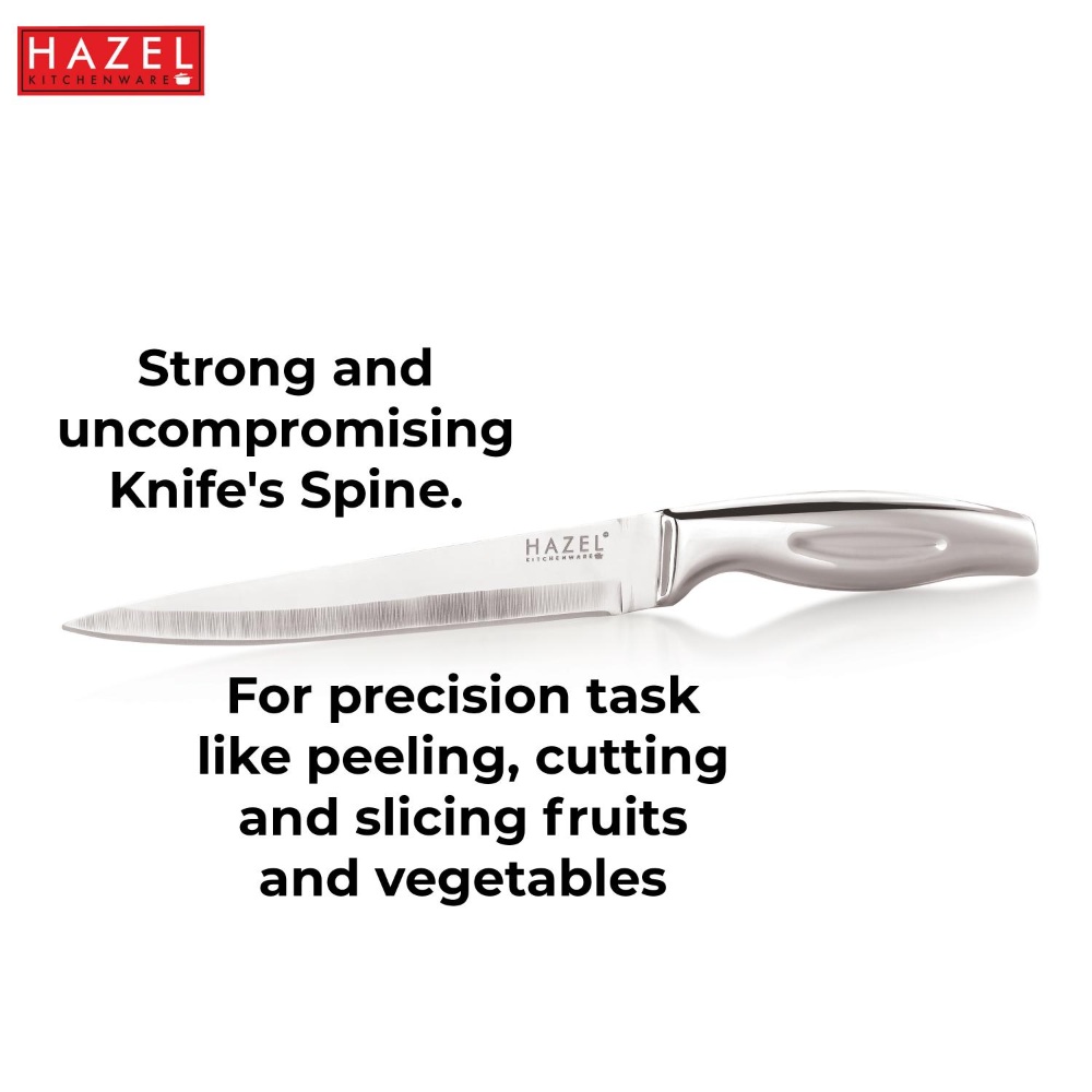 HAZEL Stainless Steel Sharp Paring Knife for Kitchen | Kitchen Knife with Handle, Silver