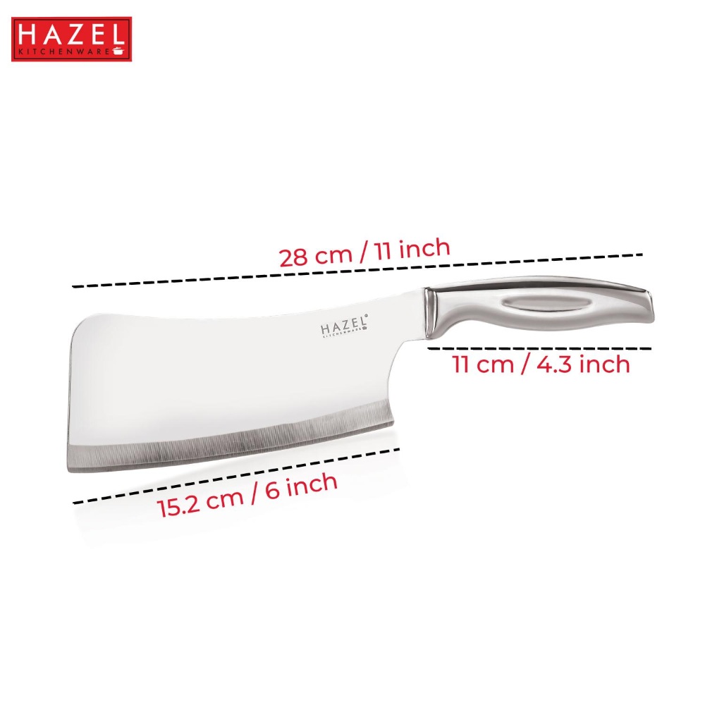HAZEL Stainless Steel Sharp Chopper Knife for Kitchen with Handle | Big Kitchen Knife, Silver