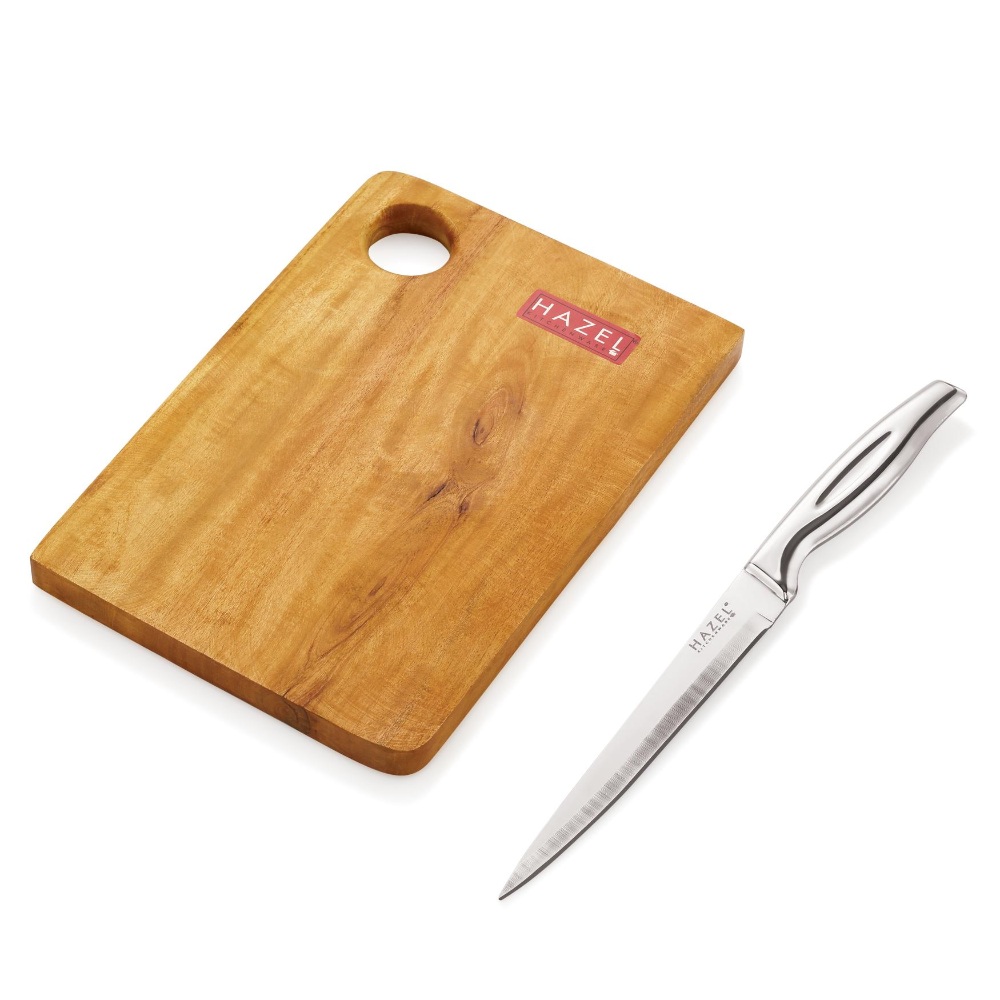 HAZEL Stainless Kitchen Paring knife with Wooden Chopping Board for Kitchen, Set of 2