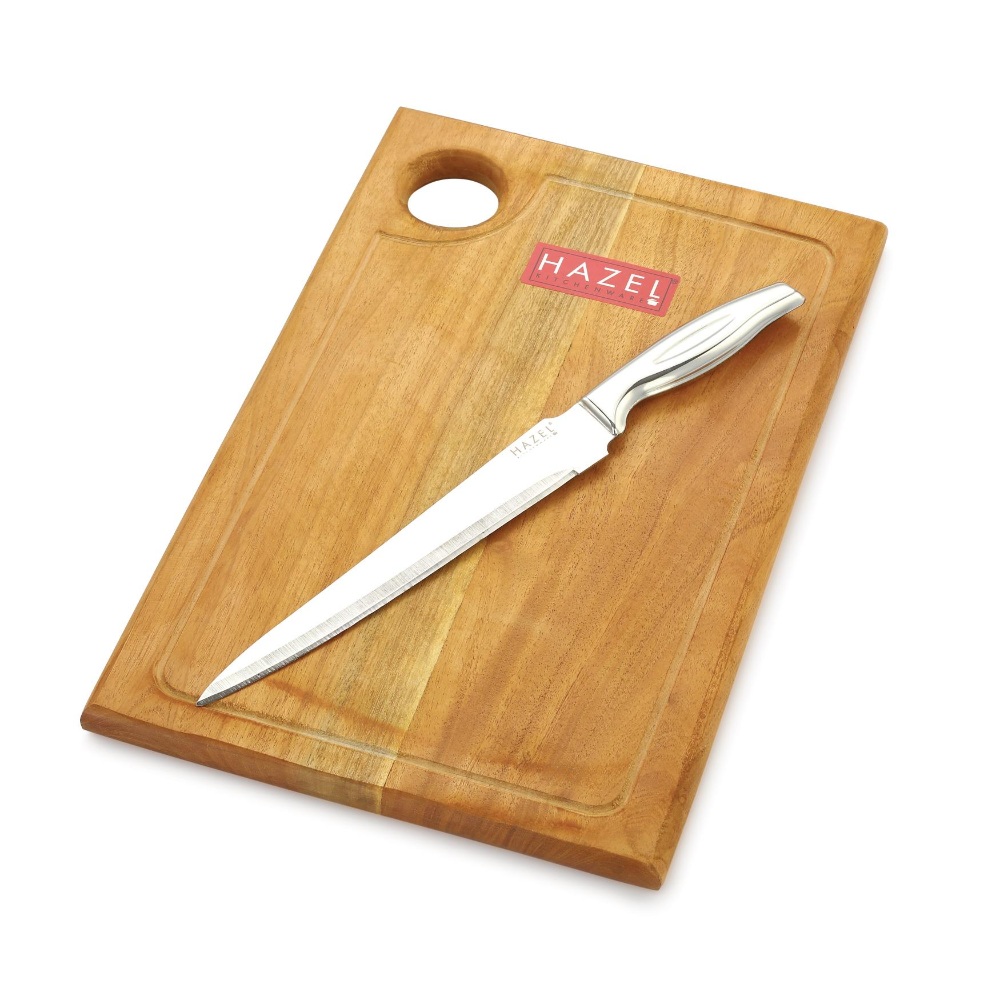 HAZEL Stainless Kitchen Chopper knife with Wooden Chopping Board for Kitchen, Set of 2