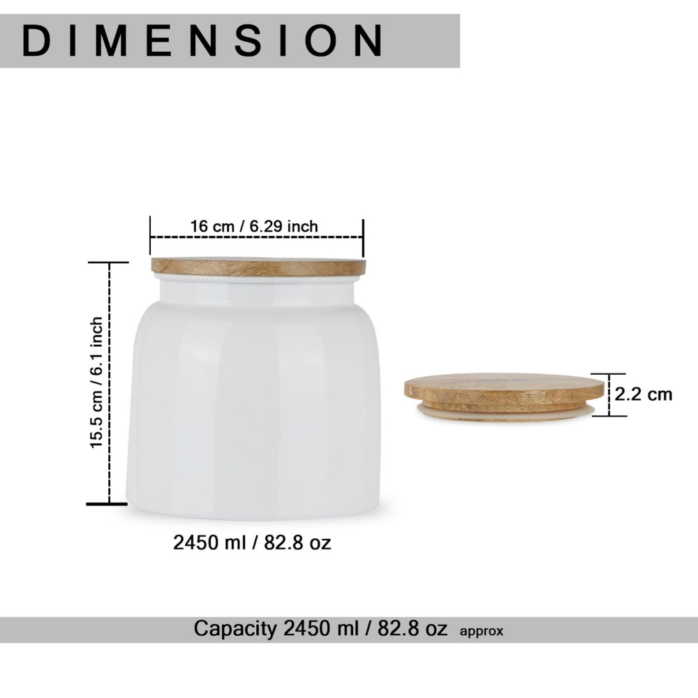 HAZEL Storage Container for Kitchen | Air Tight Container for Storage with Lid, White, 2450 ML