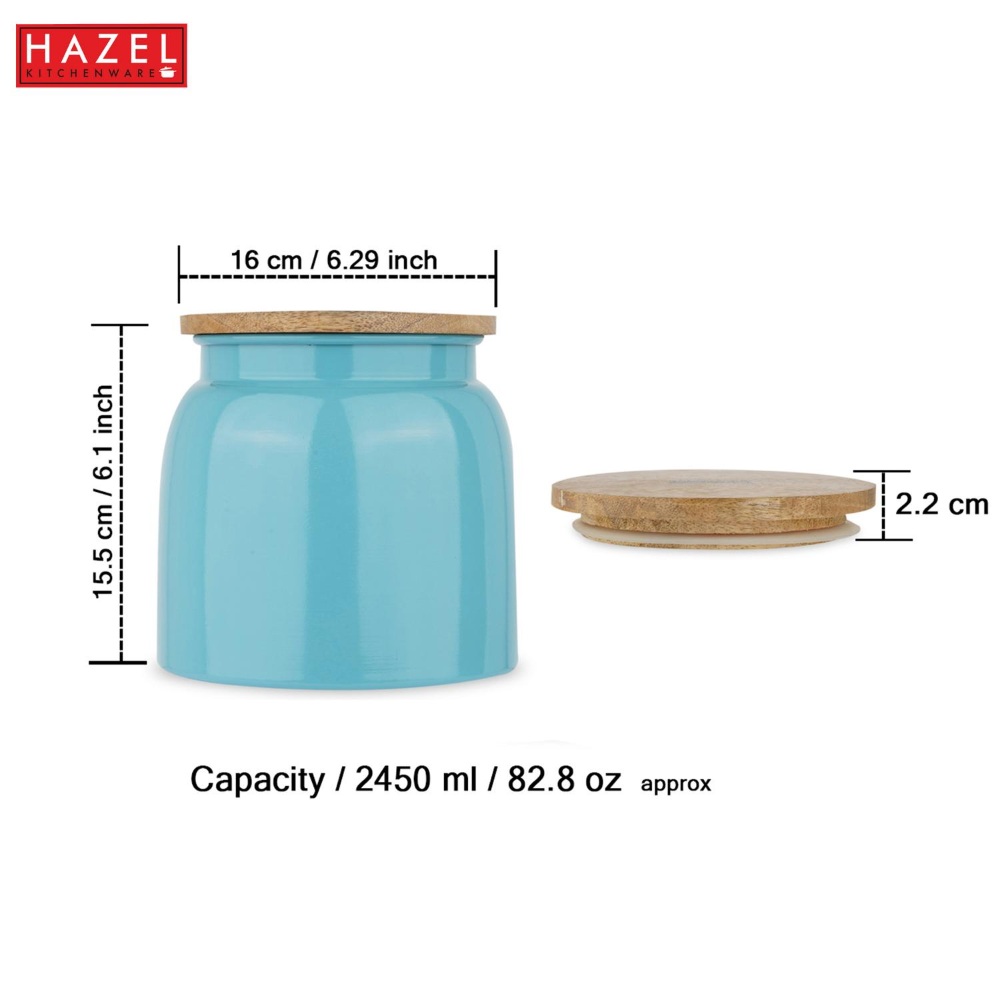 HAZEL Storage Container for Kitchen | Air Tight Container for Storage with Lid, Blue, 2450 ML