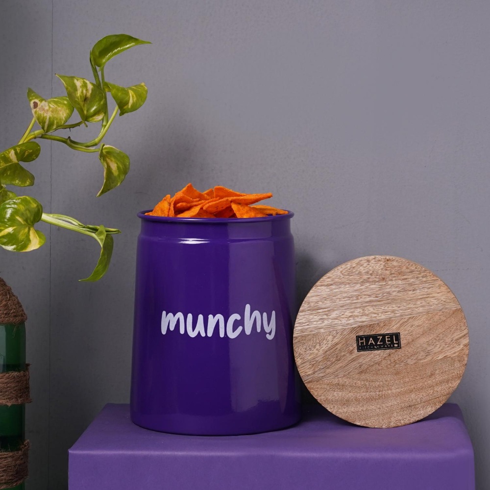 HAZEL Air Tight Containers for Snacks | Munchy Big Snacks Storage Containers with Lid, Purple, 2350 ML