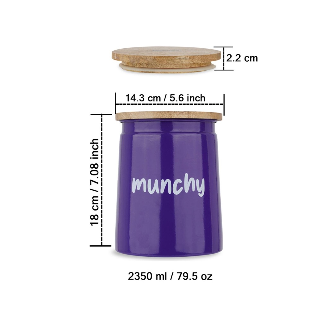 HAZEL Air Tight Containers for Snacks | Munchy Big Snacks Storage Containers with Lid, Purple, 2350 ML