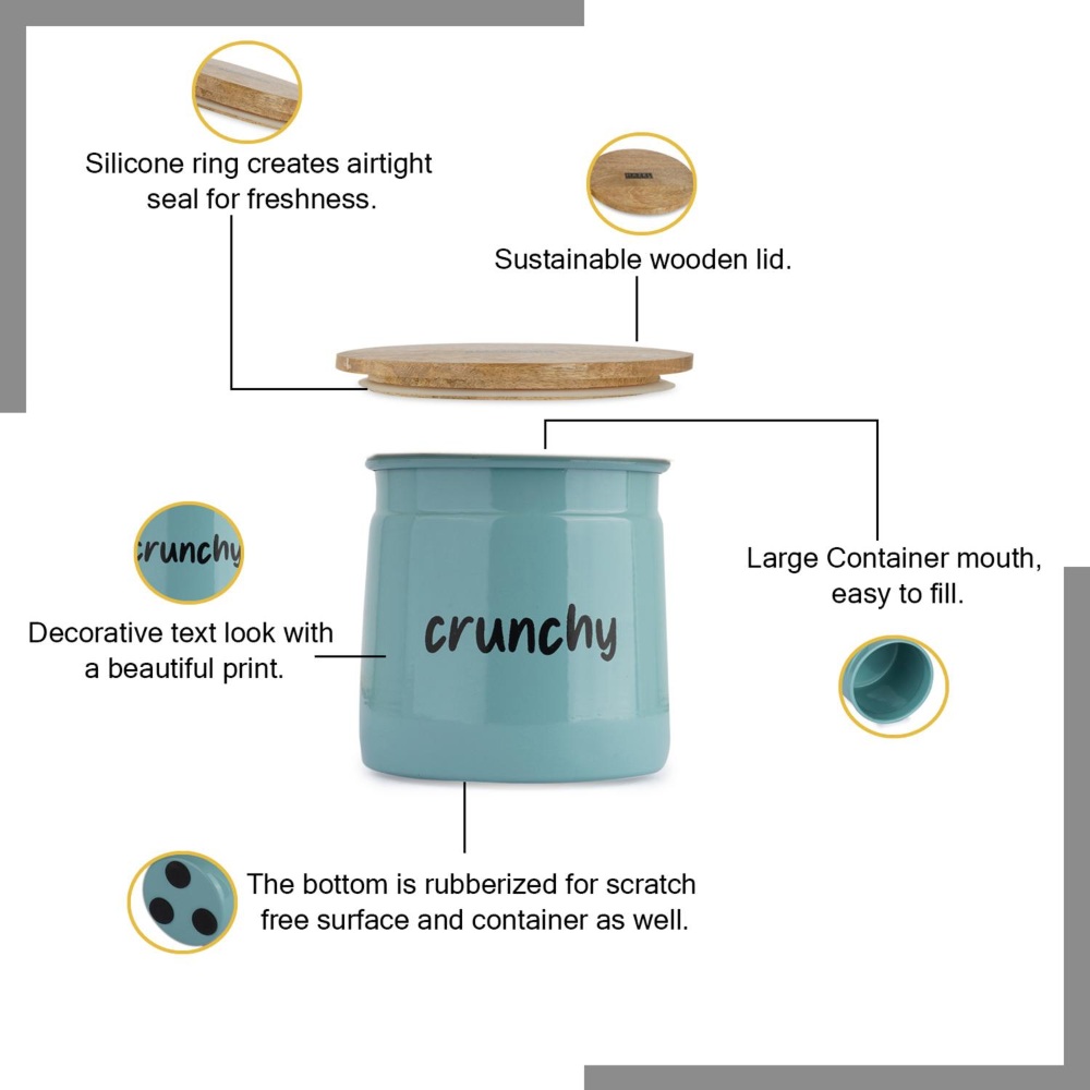 HAZEL Air Tight Containers for Snacks | Crunchy Small Snacks Storage Containers with Lid, Teal, 225 ML