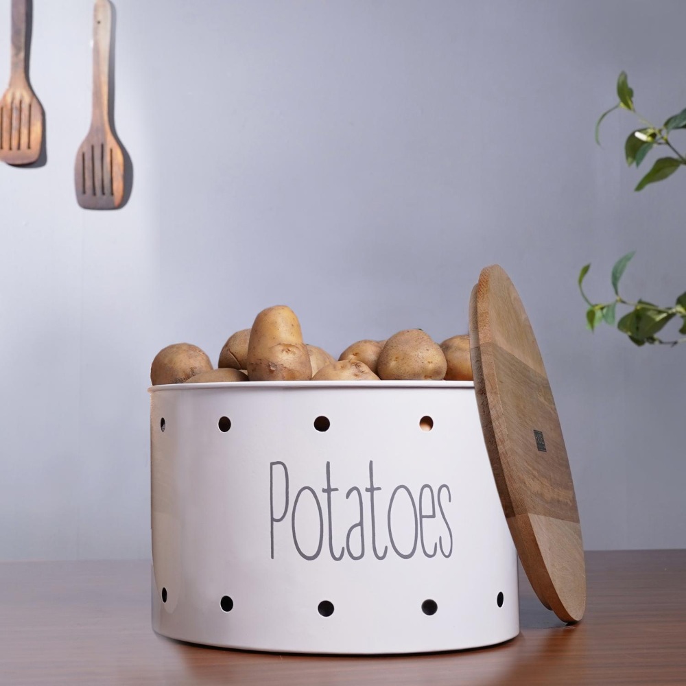 HAZEL Potato Containers for Kitchen | Potato Storage Containers, White, 4 kg apx.