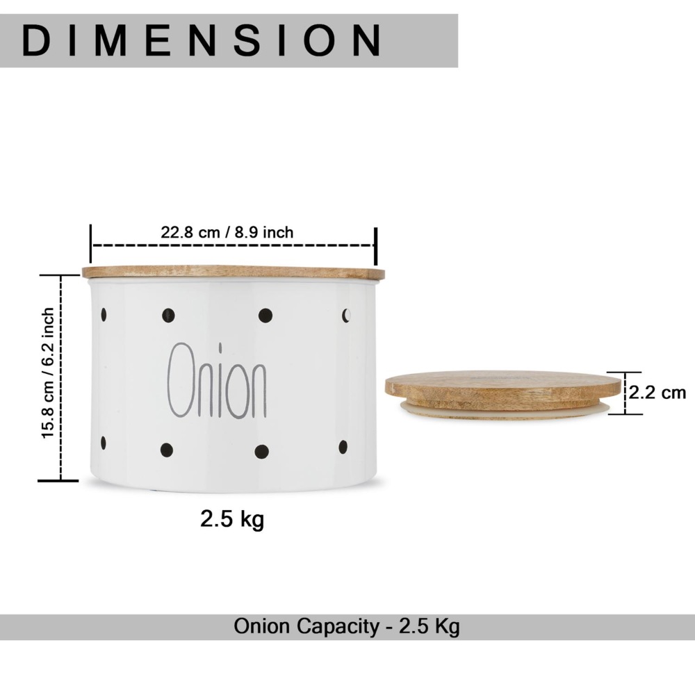 HAZEL Onion Container Storage for Kitchen | Onion Box for Kitchen Storage, White, 2.5 kg apx.