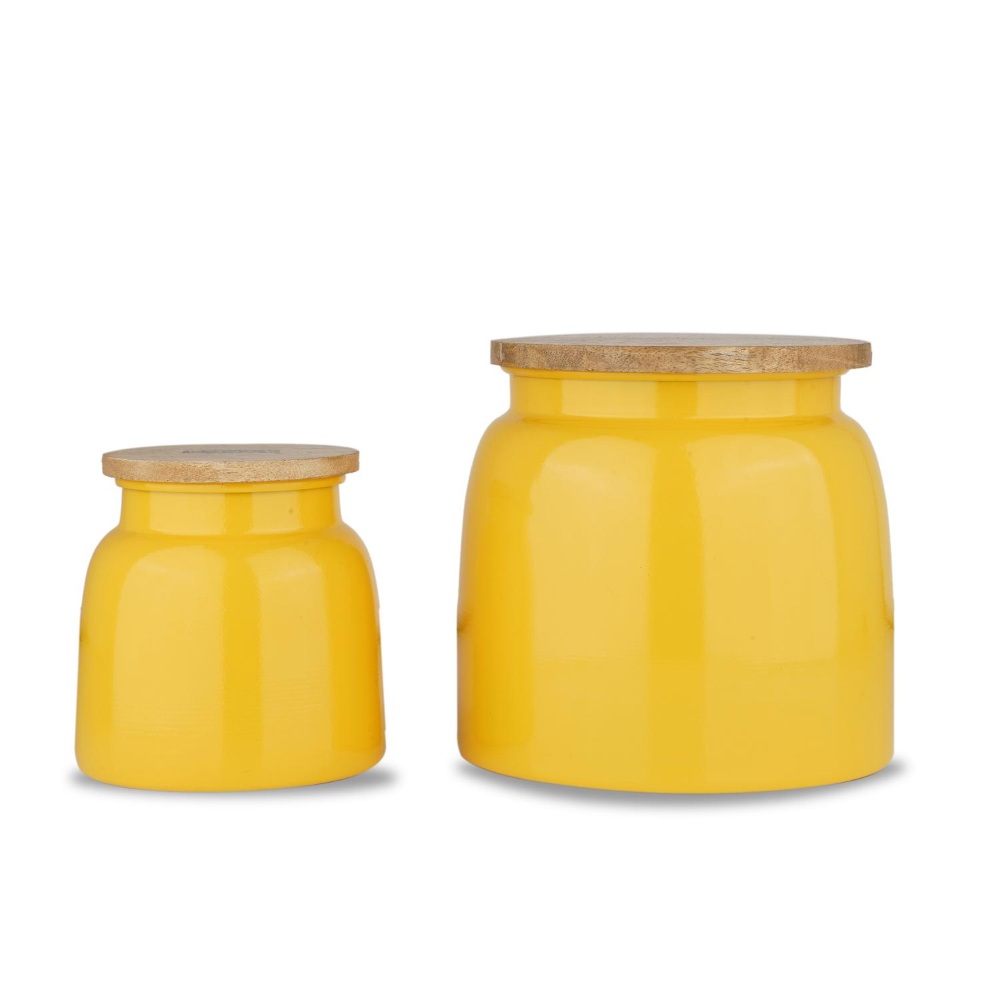 HAZEL Storage Container for Kitchen | Air Tight Container for Storage with Lid, Set of 2, Yellow, 750 ML, 2450 ML