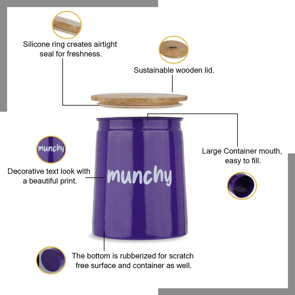 HAZEL Air Tight Containers for Snacks | Munchy Big Snacks Storage Containers with Lid, Purple, 2350 ML