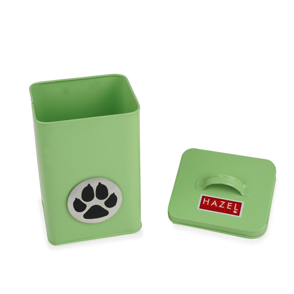 HAZEL Pet Food Container with Lid | Metal Multipurpose Containers for Cat food, Green, 3200 ML