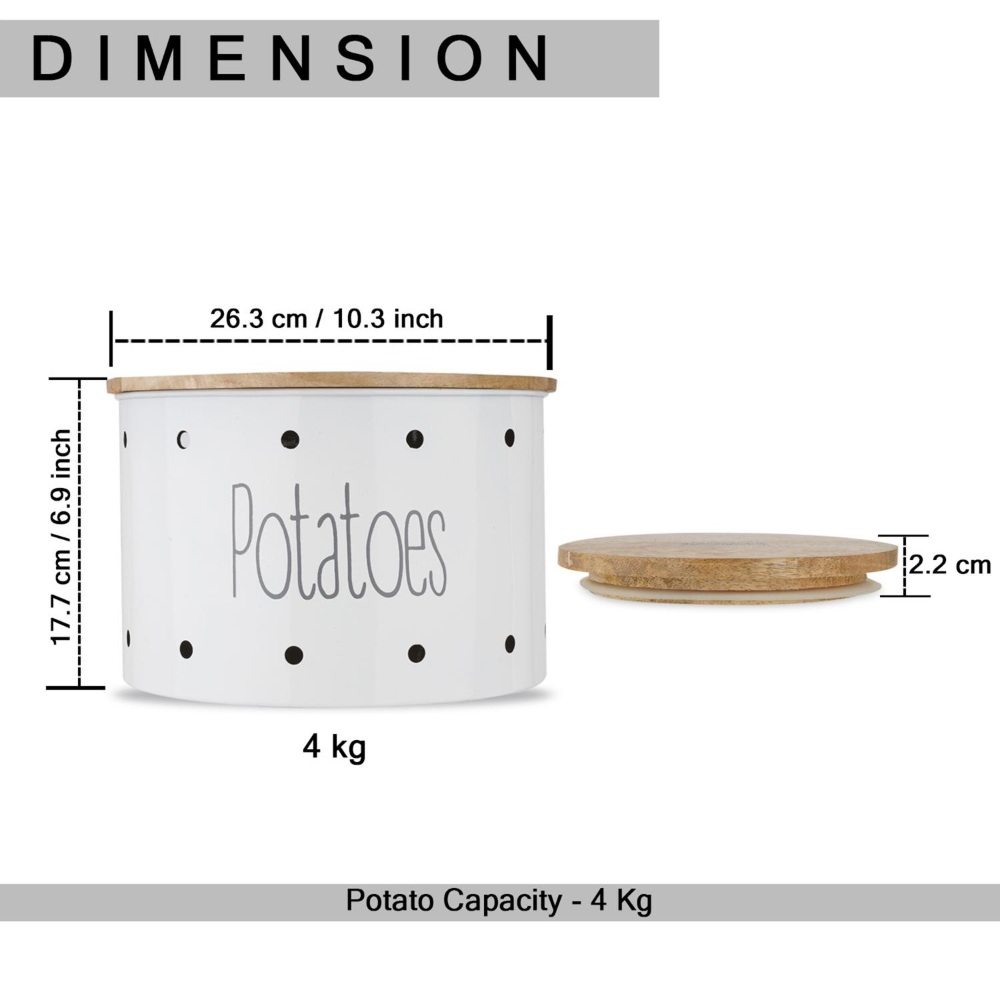 HAZEL Potato Containers for Kitchen | Potato Storage Containers, White, 4 kg apx.