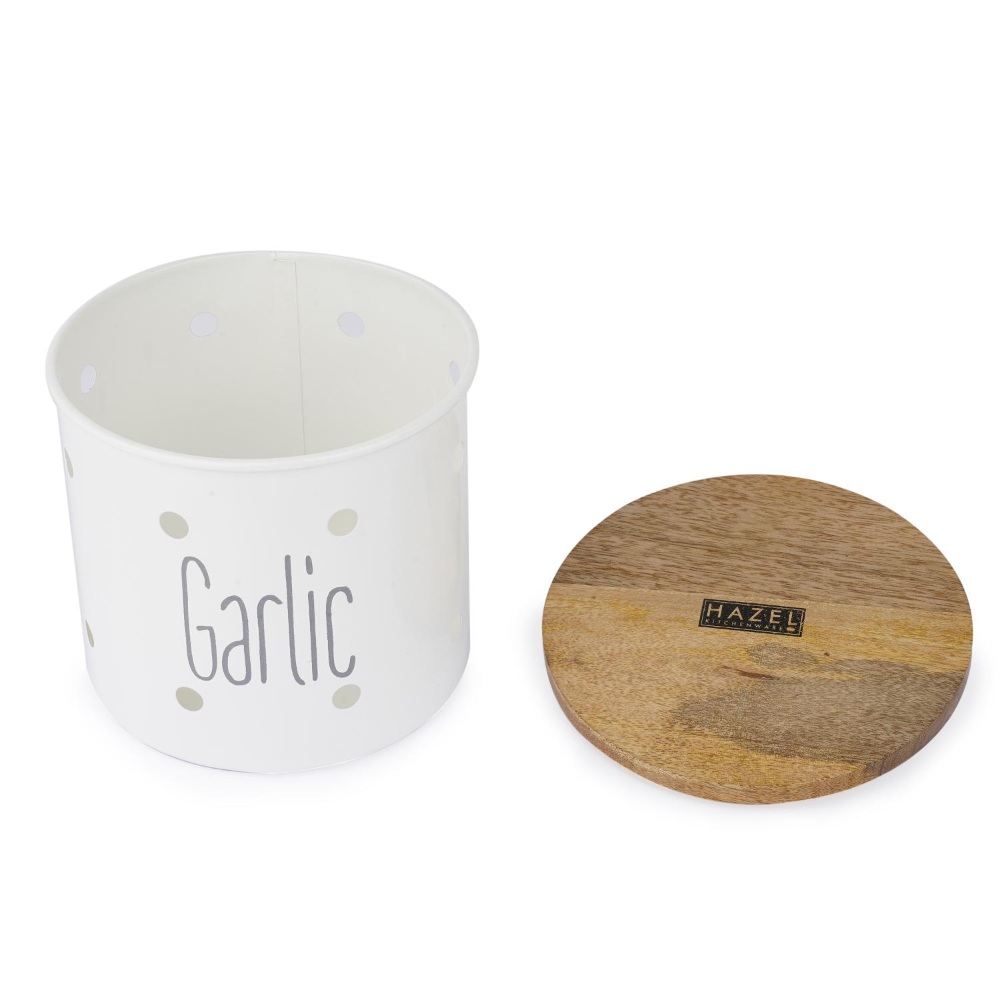 HAZEL Garlic Storage Container for Kitchen | Garlic Container for Storage, White, 1 kg apx.