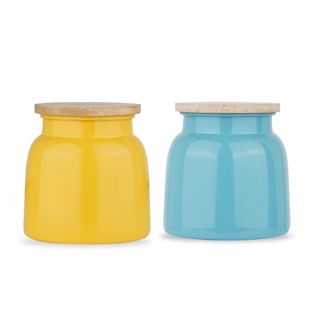 HAZEL Storage Container for Kitchen | Air Tight Container for Storage with Lid, Set of 2, Yellow & Blue, 750 ML