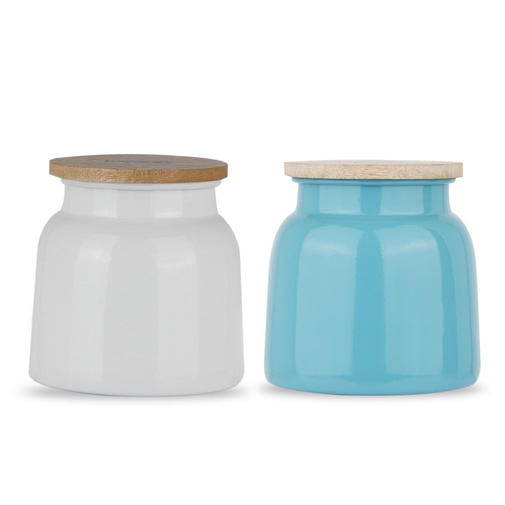 HAZEL Storage Container for Kitchen | Air Tight Container for Storage with Lid, Set of 2, White & Blue, 750 ML