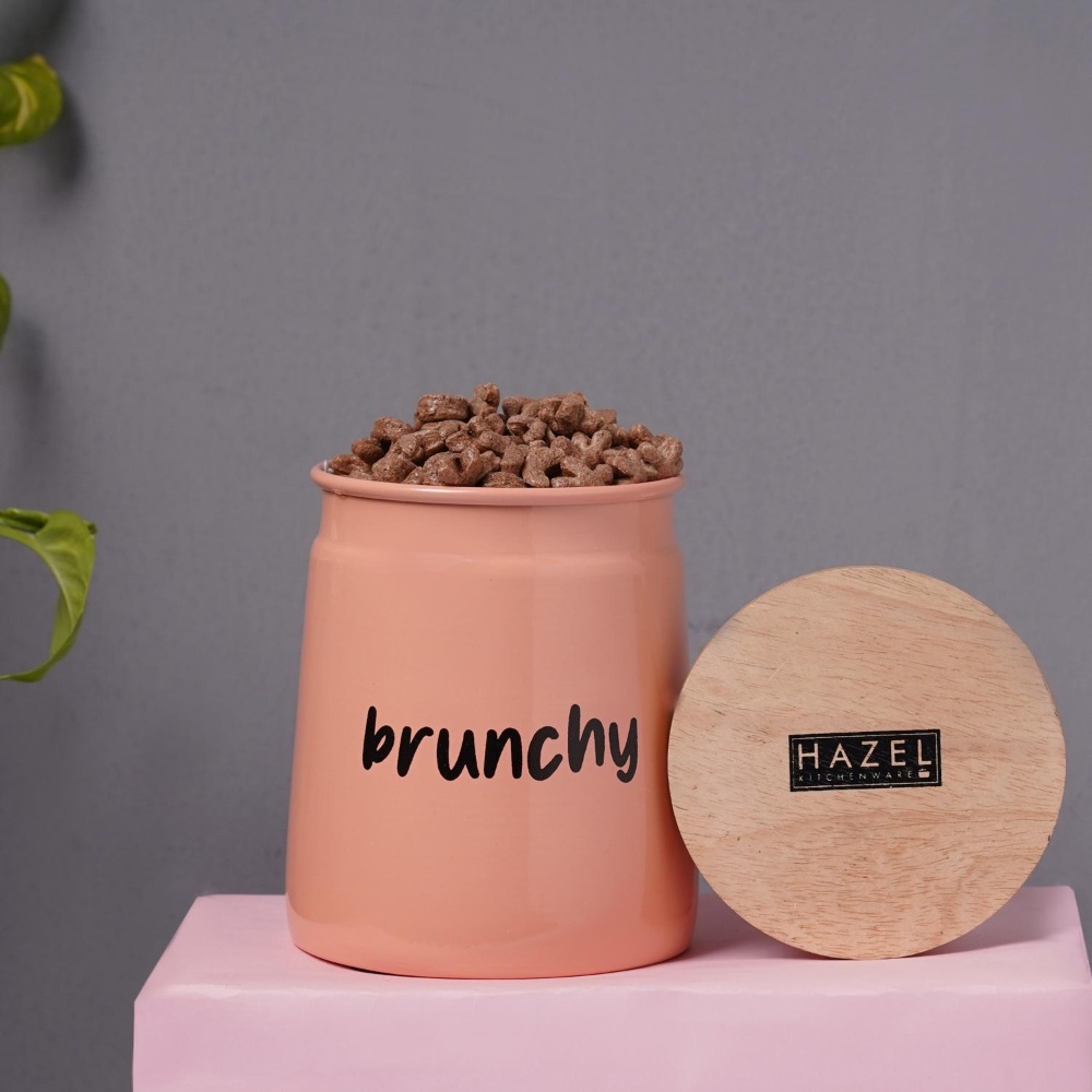 HAZEL Air Tight Containers for Snacks | Brunchy Medium Snacks Storage Containers with Lid, Peach, 650 ML