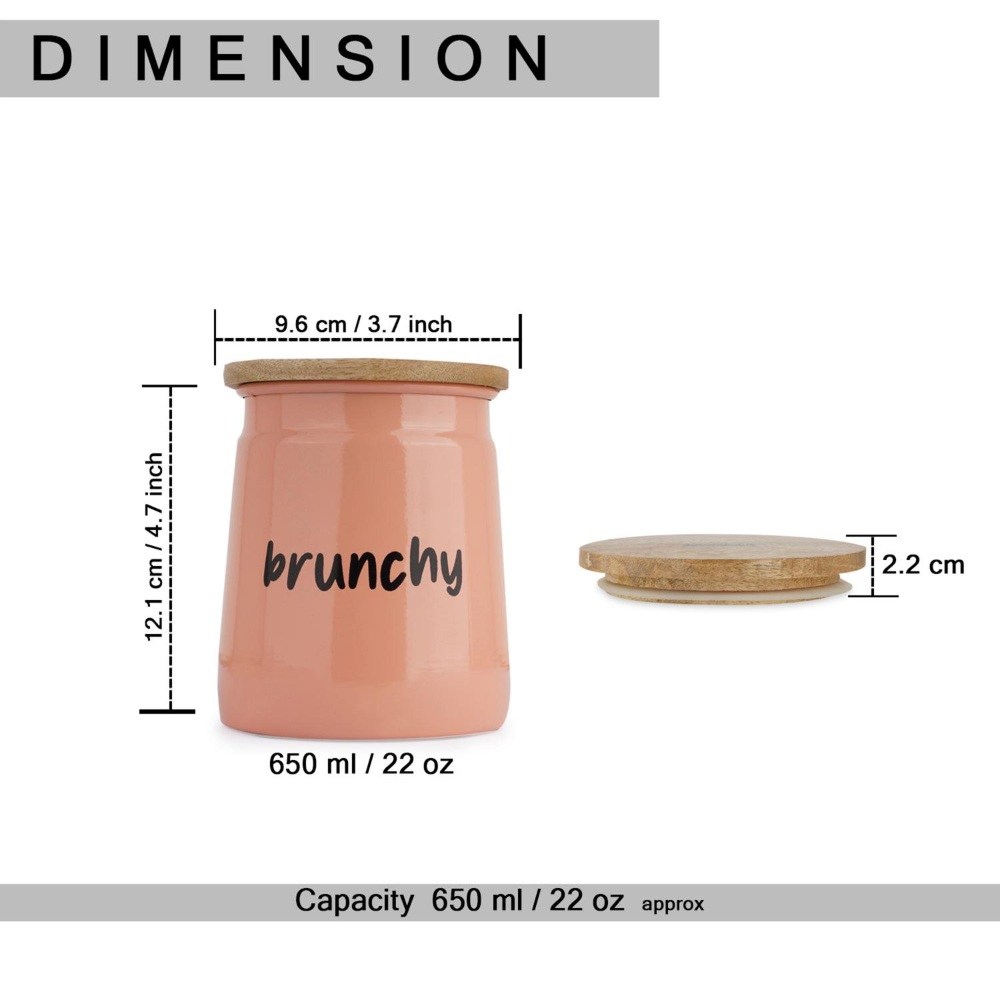 HAZEL Air Tight Containers for Snacks | Brunchy Medium Snacks Storage Containers with Lid, Peach, 650 ML