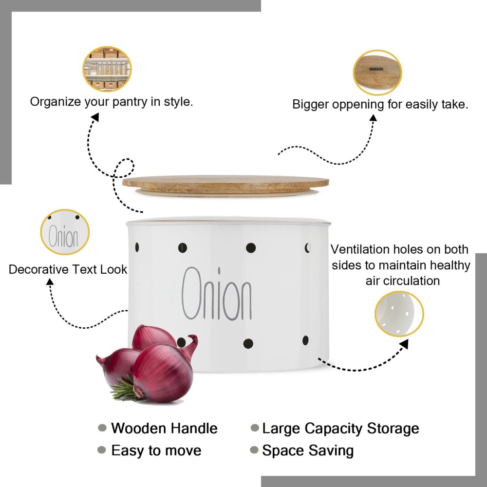 HAZEL Onion Container Storage for Kitchen | Onion Box for Kitchen Storage, White, 2.5 kg apx.