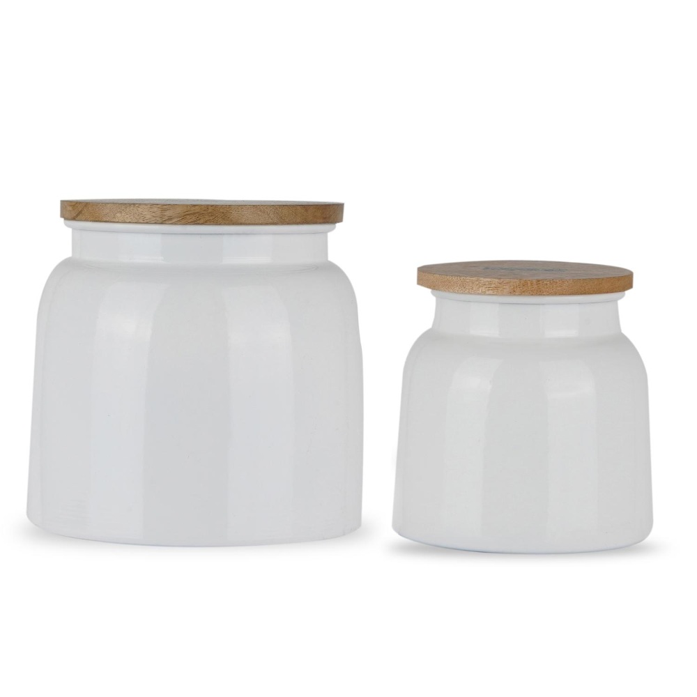 HAZEL Storage Container for Kitchen | Air Tight Container for Storage with Lid, Set of 2, White, 750 ML, 2450 ML