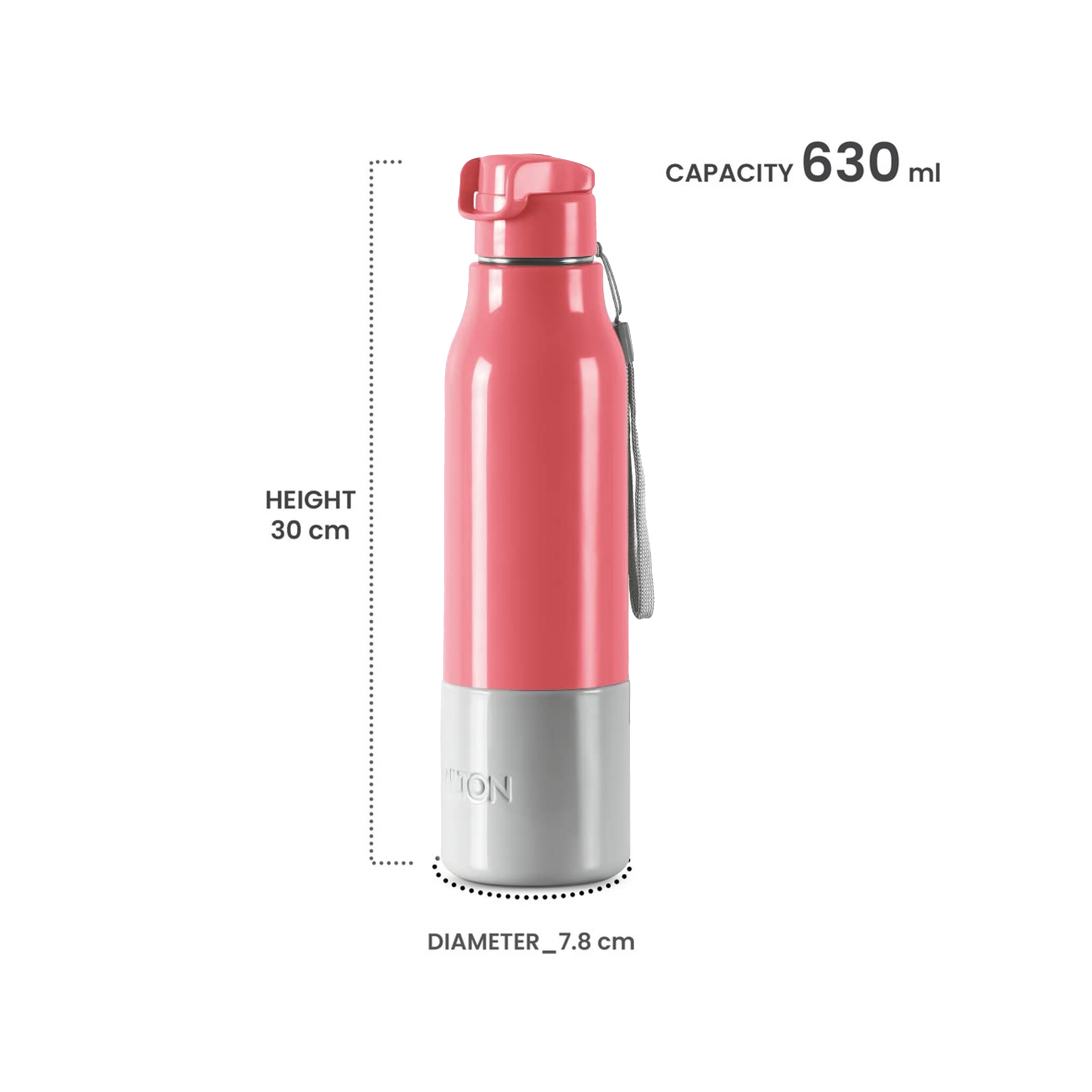 Milton Steel Sprint 900 Insulated Inner Stainless Steel Hot or Cold Leak Proof Water Bottle, 630 ML, Pink
