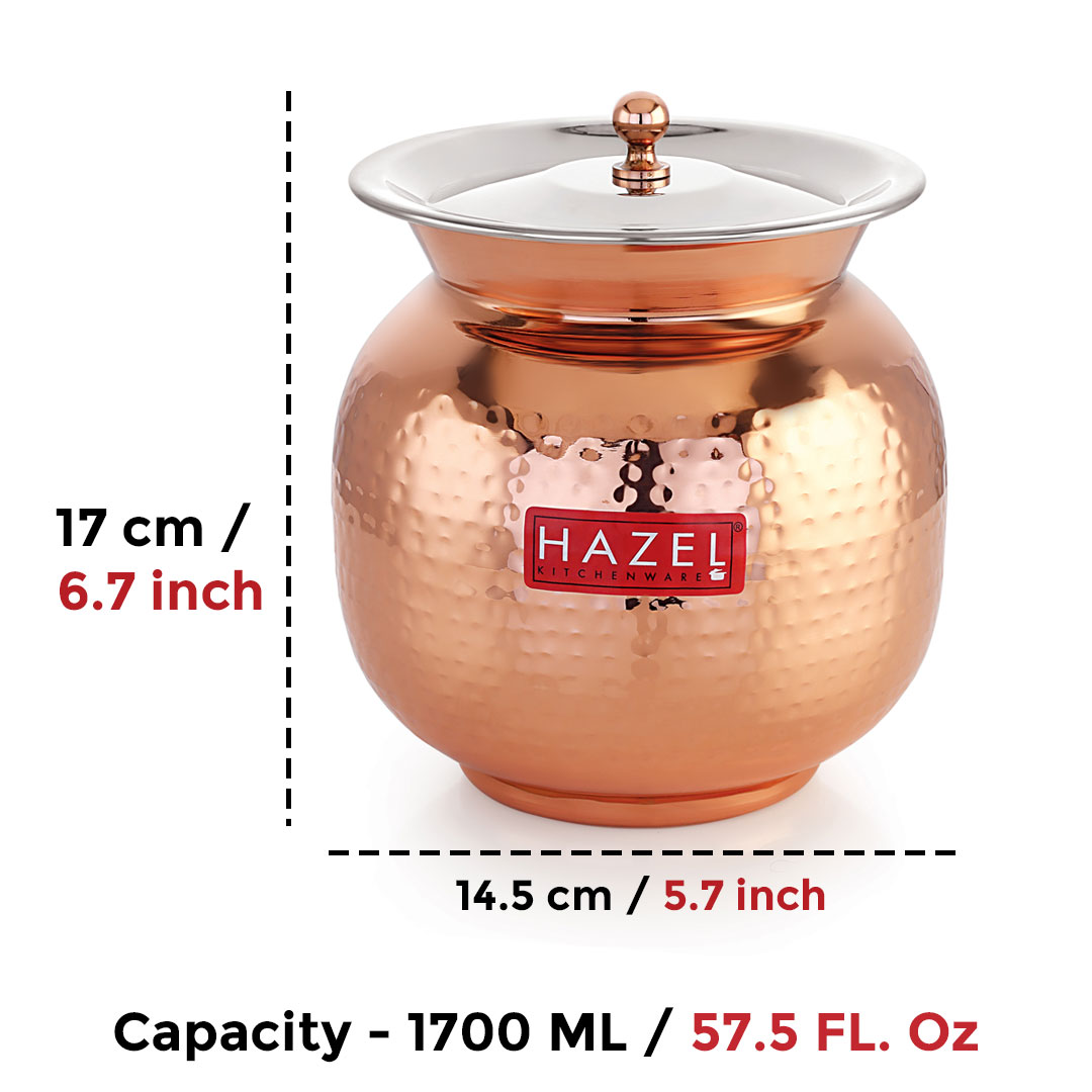HAZEL Stainless Steel Containers for Kitchen with Lid | Copper Coating Containers for Storage, 1650 ML