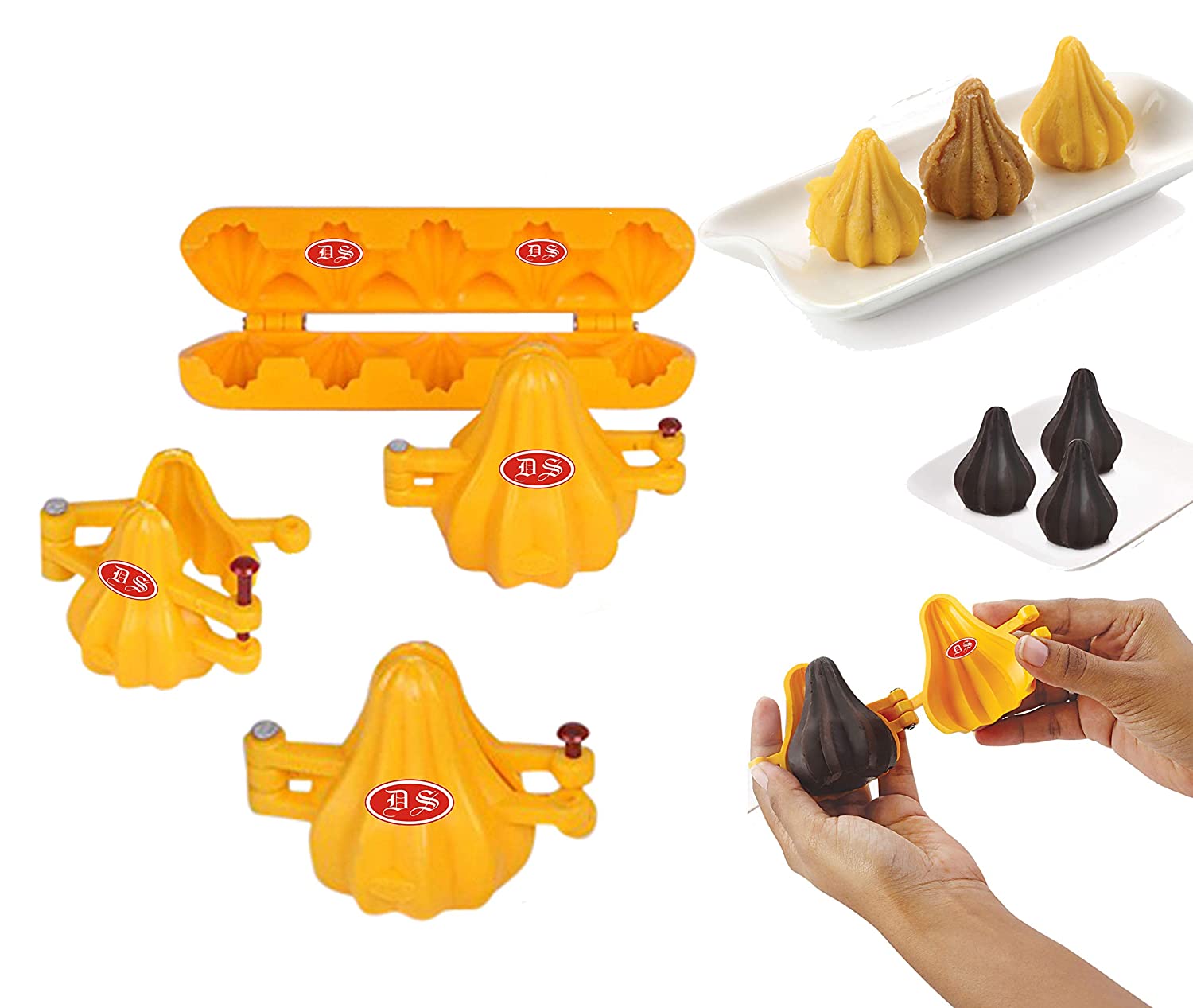 DS Ganpati Plastic Modak Sweet Mithai Chocolate Sancha Strip Mould 4 Size Combo