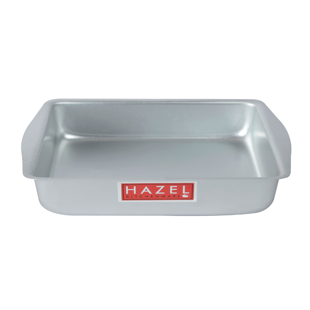 HAZEL Aluminium Square Shape Cake Mould, Silver, Large