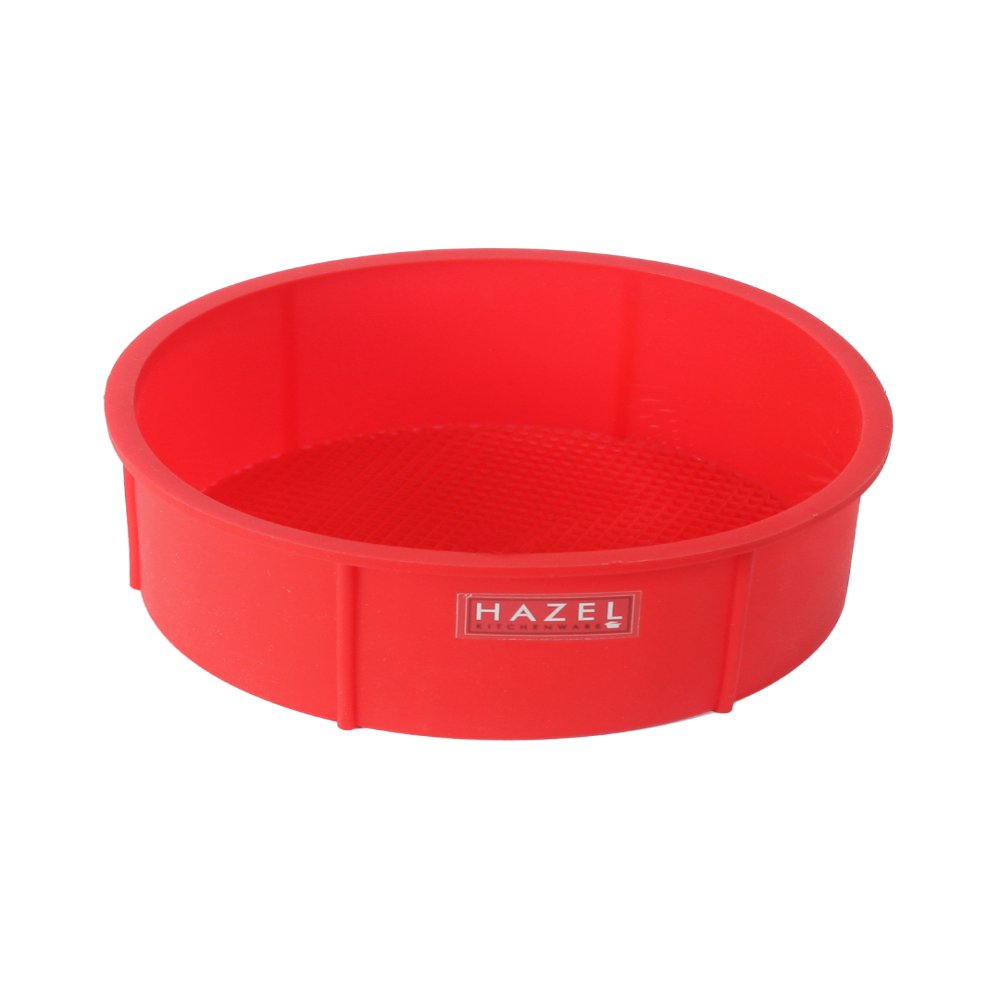 HAZEL Small Silicon Square, Round and Heart Shape Cake Mould for Half Kg, 3 Pcs, Red