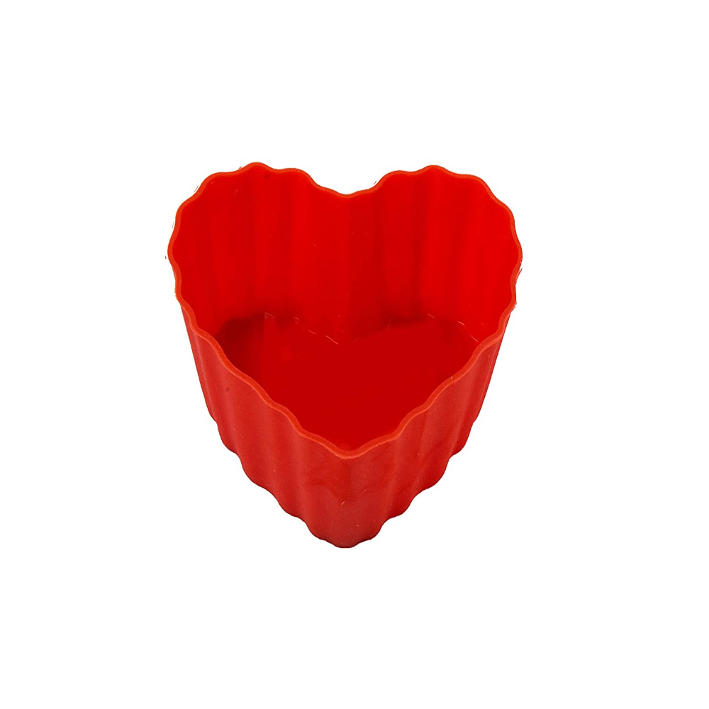 HAZEL Silicone Heart Shape Muffin Mould, 6 Pcs, Red