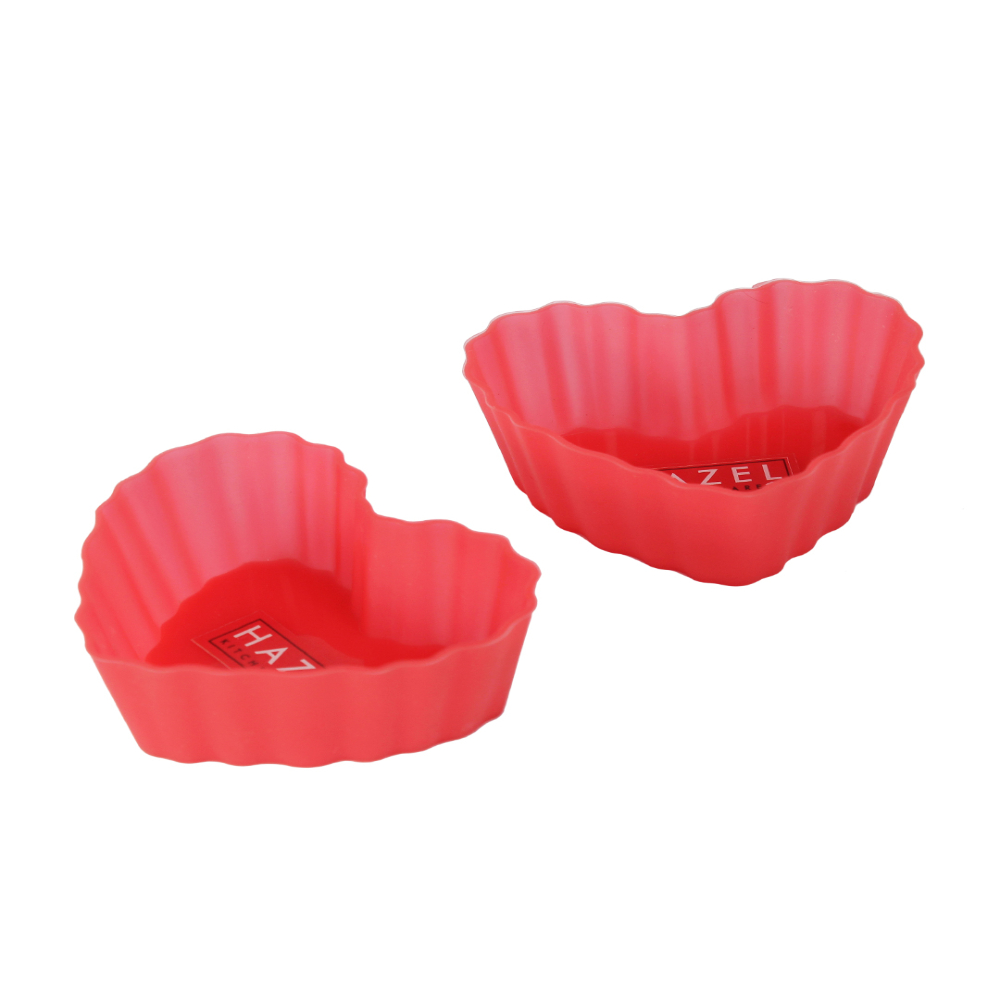 HAZEL Silicone Heart Shape Muffin Mould, 12 Pcs, Red