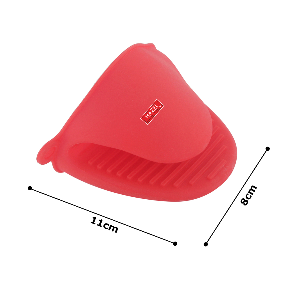 HAZEL Silicone Pinch Grip Mitts Microwave Oven Heat Resistant Gripper Kitchen Pot Holder, Red