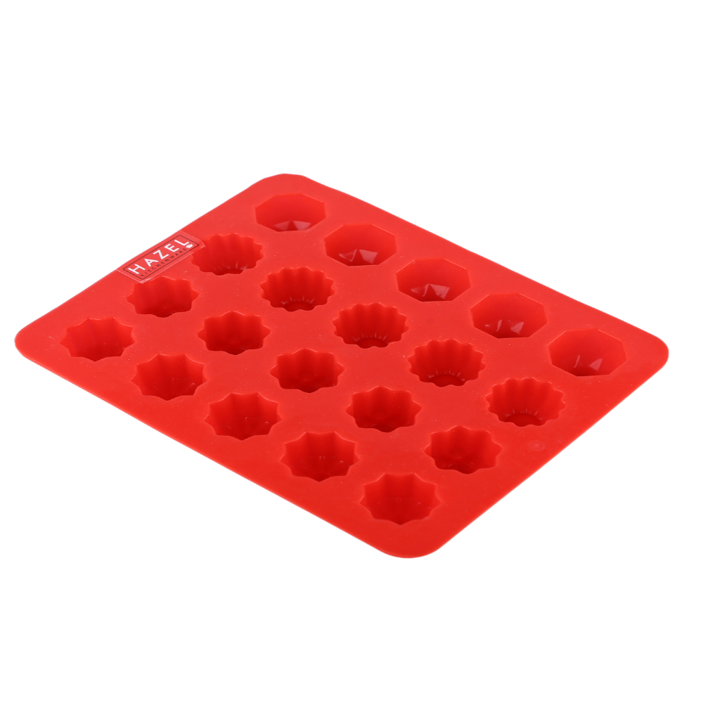 HAZEL Silicone Chocolate Heart Round Flower 3D DIY Homemade Candy Baking Mould, Food Grade Reusable Oven Safe Set of 3, Red