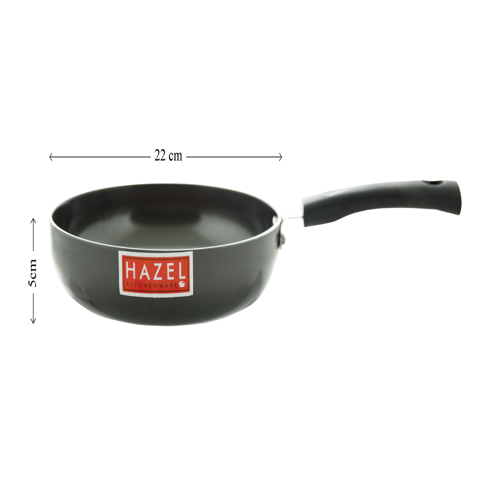 HAZEL 3 mm Hard Anodised Cookware Set Aluminium Anodized Kadai Frying Pan With Induction Base Set of 2 Pc, 20 cm Kadhai with 22 cm Fry Pan, Black