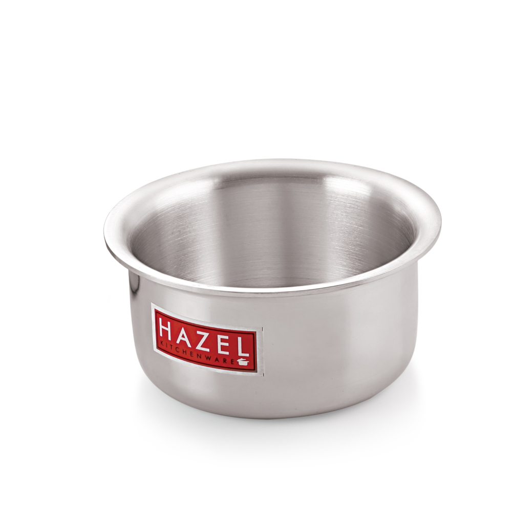 HAZEL Aluminium Flat Bottom Patila Tope Pot, Set of 3, 1125 ml-2000 ml, Silver