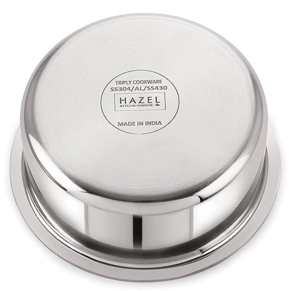 HAZEL Triply Stainless Steel Induction Bottom Tope With Stainless Steel Lid, 2 Litre, 18.5 cm