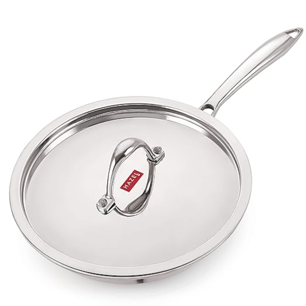 HAZEL Triply Stainless Steel Induction Bottom Fry Pan With Stainless Steel Lid, 1.8 Litre, 24 cm