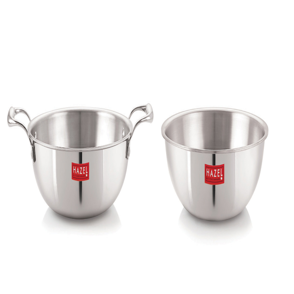 HAZEL Triply Stainless Steel Induction Bottom Kadhai and Tasra, 3 Litre, 26.8 cm