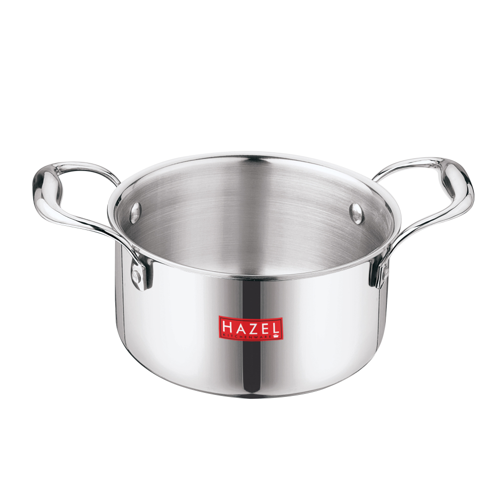 HAZEL Triply Stainless Steel Induction Bottom Tope With Handle and Tope With Stainless Steel Lid, 3.6 Litre, 20.5 cm