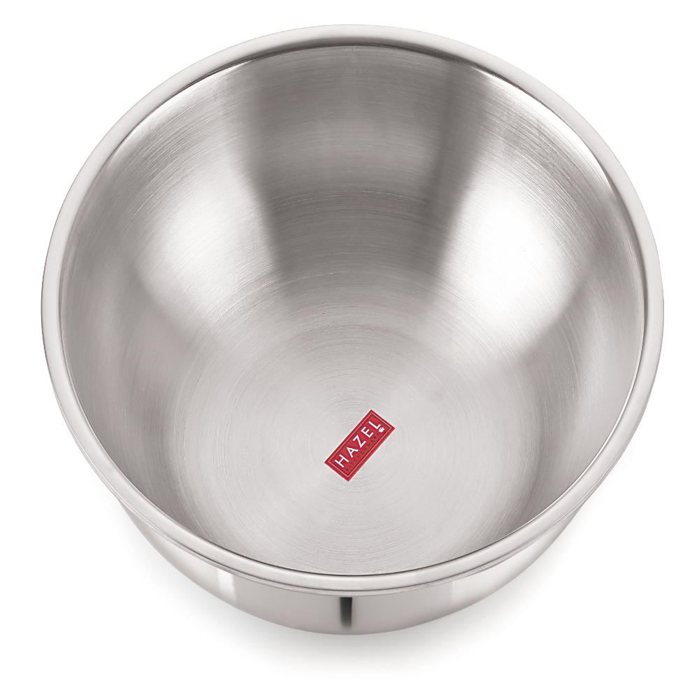 HAZEL Triply Stainless Steel Induction Bottom Kadhai and Tasra 1.2 Litre, Tope With Handle 2.3 Litre