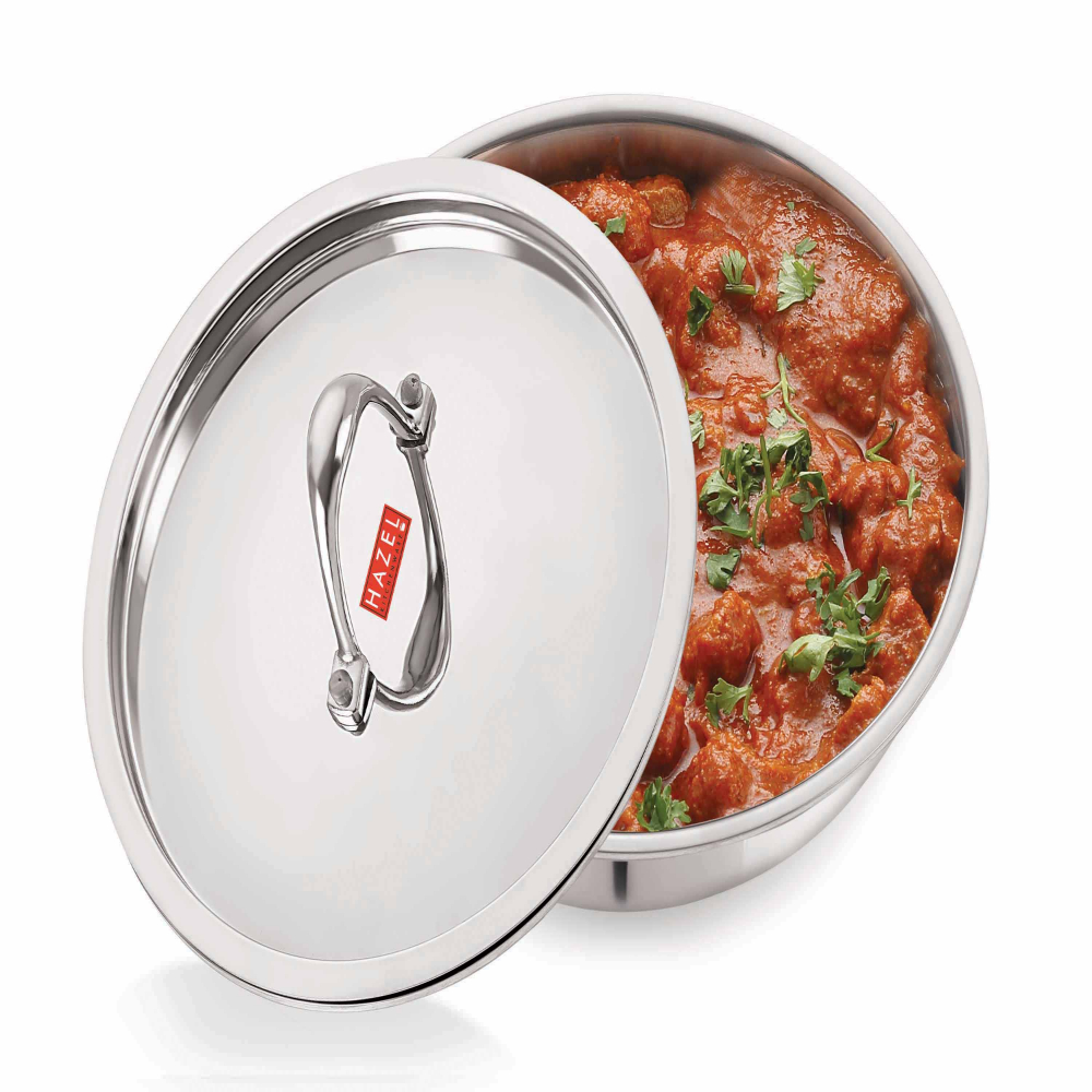 HAZEL Triply Stainless Steel Induction Bottom Tope 2.3 Litre, Kadhai and Tasra 1.2 Litre With Stainless Steel Lid