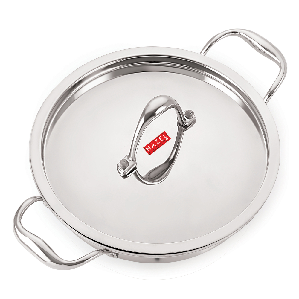 HAZEL Triply Stainless Steel Induction Bottom Tope and Tope With Handle 2.3 Litre, Kadhai 1.2 Litre With Stainless Steel Lid